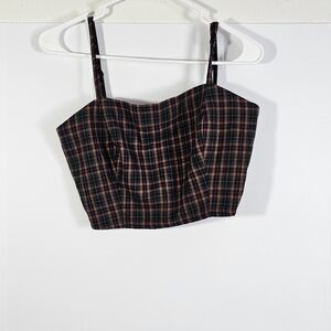 Aeropostale Black and Red Plaid Tank Top